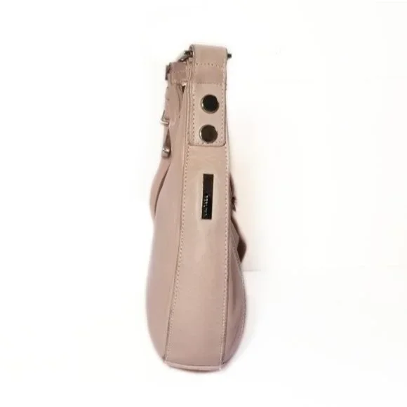 Perlina New York Blush Pink Leather Crescent Hobo Bag Purse Silver Hardware